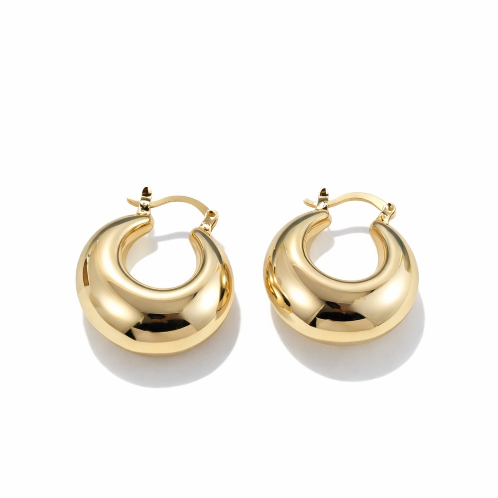 Medium Puffy Huggie 18k Gold Plated PVD Earring
